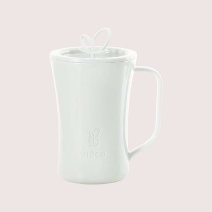 Vieco Eco-friendly PLA Coffee Mug with Lid and Handle_White