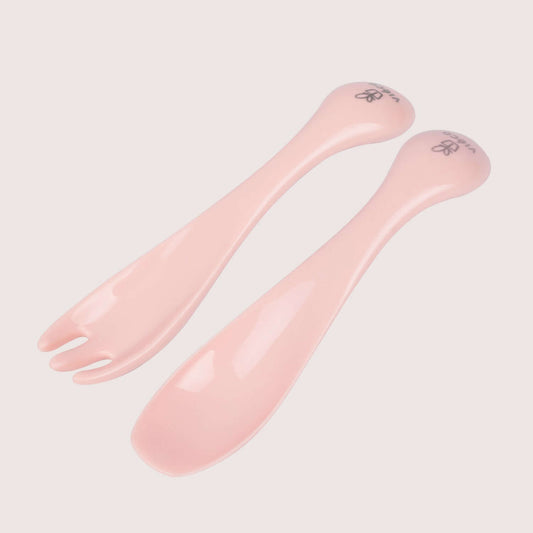 Vieco Baby Spoon and Fork Set_Rosy Pink